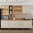 Cozinha Castanha 5 Peças 4 Portas com Vidro para Micro-Ondas - Arenas/Freijó