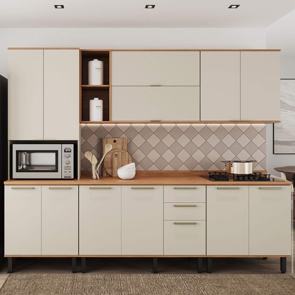 Cozinha Castanha 5 Peças para Micro-Ondas - Arenas/Freijó