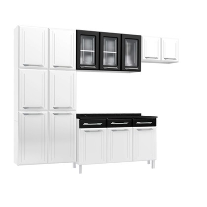 Cozinha de Aço Completo Telasul Topázio C/ Vidro 4 Peças Branco/Preto - Telasul