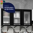 Cozinha de Aço Completo Telasul Topázio C/ Vidro 4 Peças Branco/Preto - Telasul