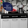 Cozinha de Aço Completo Telasul Topázio C/ Vidro 4 Peças Branco/Preto - Telasul