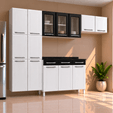 Cozinha de Aço Completo Telasul Topázio C/ Vidro 4 Peças Branco/Preto - Telasul
