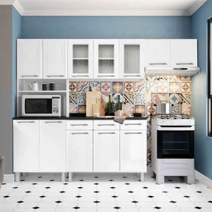 Cozinha de Aço Completa C/ Kit para Micro-Ondas Telasul Topázio 4 Peças Branco - Telasul