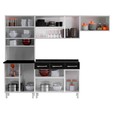 Cozinha de Aço Completa C/ Kit para Micro-Ondas Telasul Topázio 4 Peças Branco/Preto - Telasul