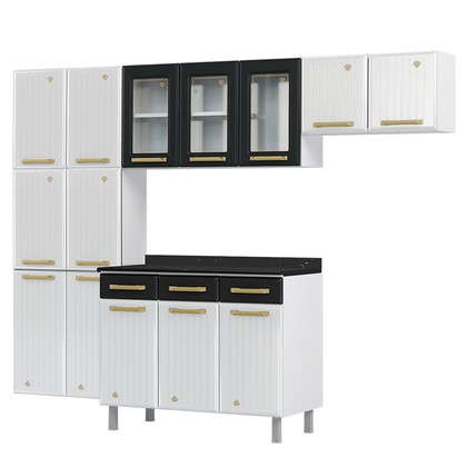 Cozinha de Aço Completa Diamante 4pçs 3vd Branco/Preto - Telasul