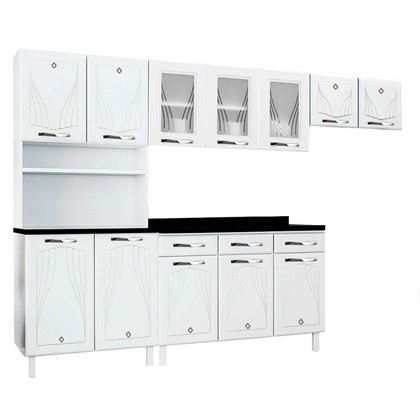 Cozinha de Aço Completa C/ Kit para Micro-Ondas Telasul Star C/ Vidro 4 Peça Branco - Telasul