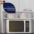 Cozinha de Aço Completa C/ Kit para Micro-Ondas Telasul Star C/ Vidro 4 Peça Branco - Telasul