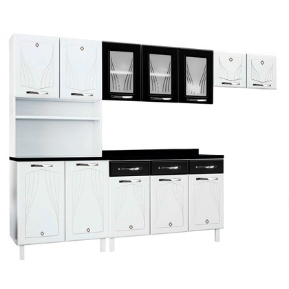 Cozinha de Aço Completa C/ Kit para Micro-Ondas Telasul Star C/ Vidro 4 Peça Preto - Telasul