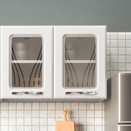 Armário de Cozinha de Aço Aéreo Duplo Star com Vidro Branco - Telasul