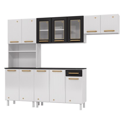 Cozinha de Aço Compacta Diamante 4pçs C/ Kit Branco/Preto - Telasul