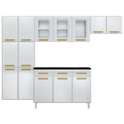 Cozinha de Aço Completa Telasul ágata 3 Vidros com Balcão Branco - Telasul