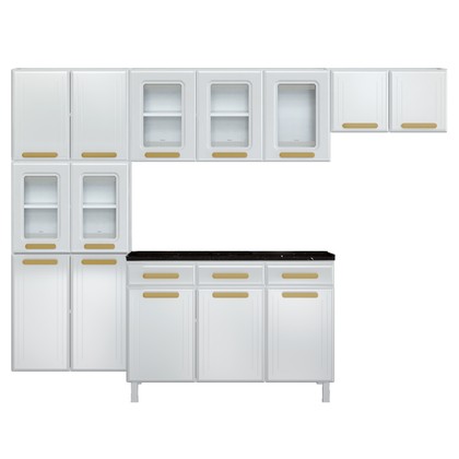 Cozinha de Aço Completa Telasul ágata 5 Vidros com Balcão Branco - Telasul