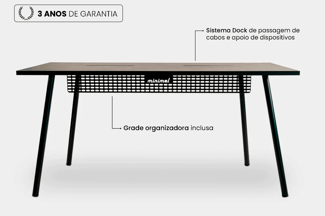 Mesa Office Escrivaninha Nobilis Minimal 160x70 Preto