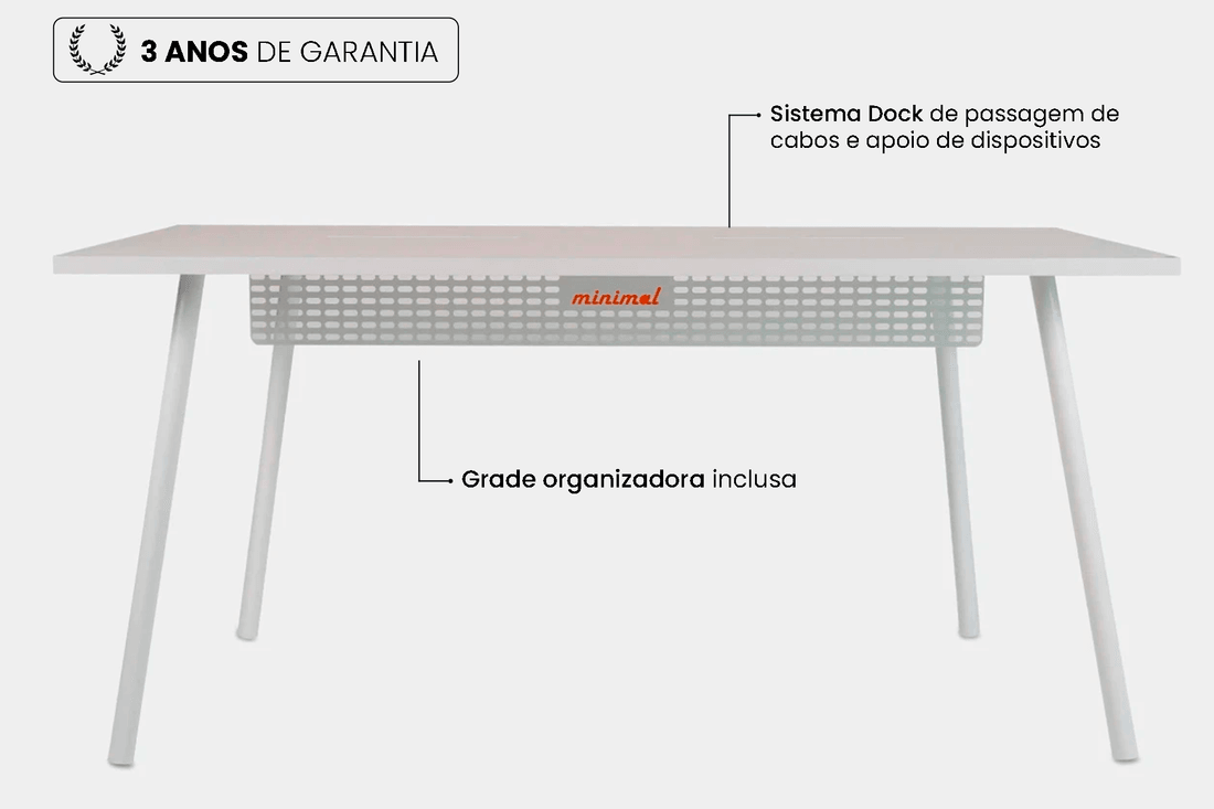 Mesa Office Escrivaninha Nobilis Minimal 160x70 Branco