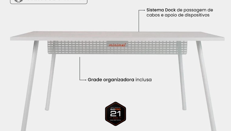 Mesa Office Escrivaninha Nobilis Minimal 160x70 Branco