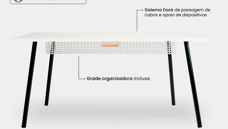 Mesa Office Escrivaninha Nobilis Minimal 160x70 Branco\pre