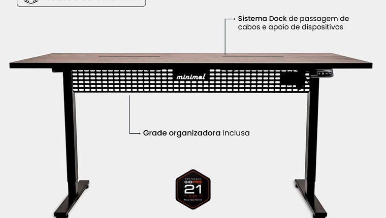 Mesa Regulagem de Altura Giodesk Minimal 140x70 Preto