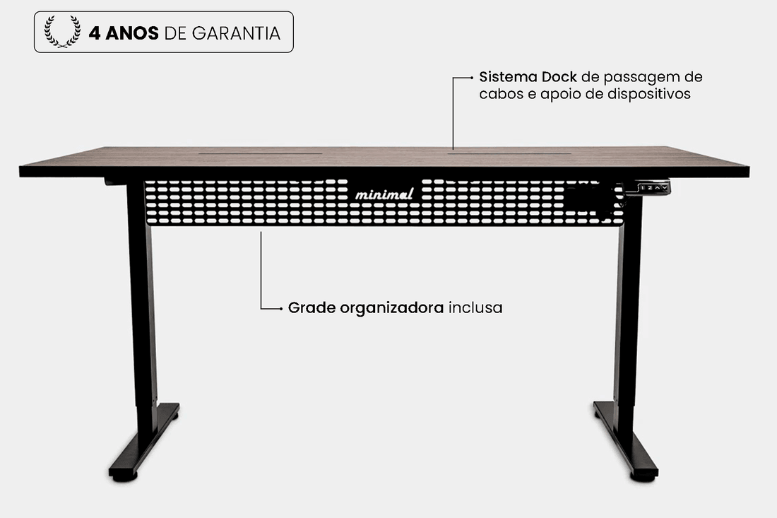 Mesa Regulagem de Altura Giodesk Minimal 160x70 Preto