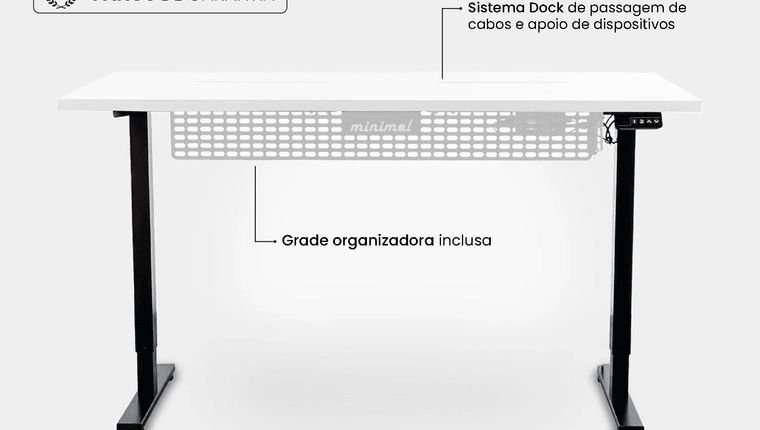 Mesa Regulagem de Altura Elétrica Giodesk Minimal M2 Giopro