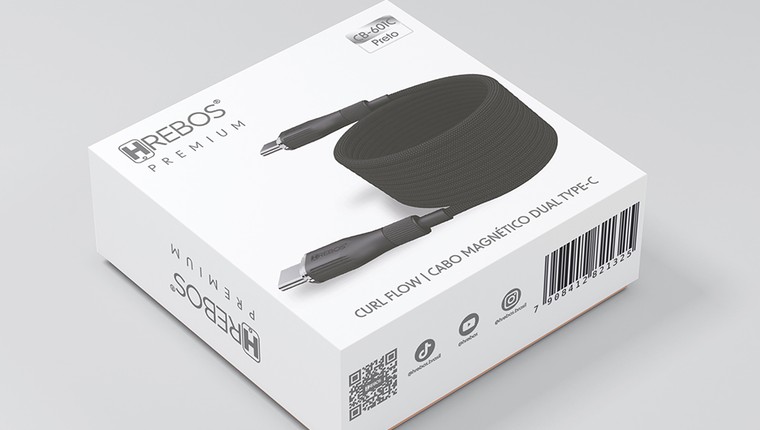 Cabo Hrebos Premium Curl Flow  Magnético Type-C & Type-C