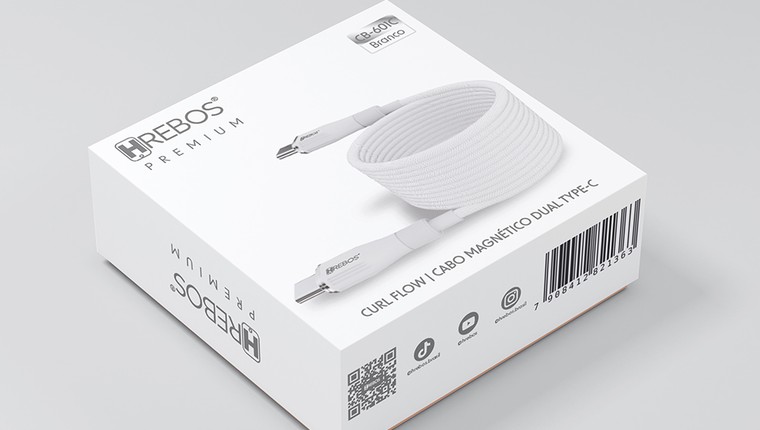 Cabo Hrebos Premium Curl Flow  Magnético Type-C & Type-C