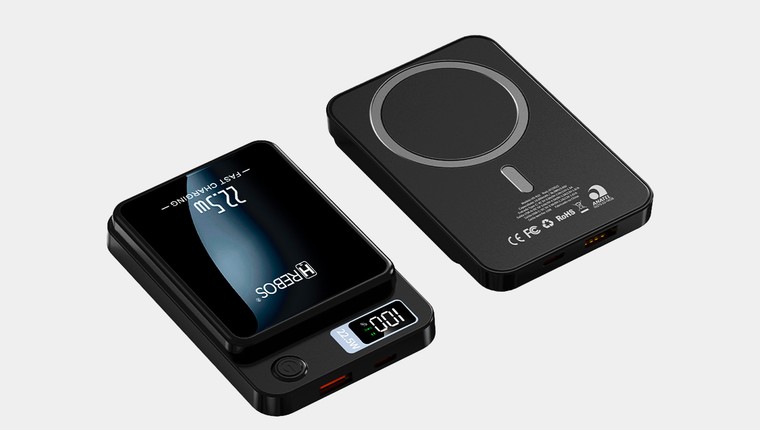 Carregador Cabo e Induçao Power Bank Hrebos Flip 10000 Mah