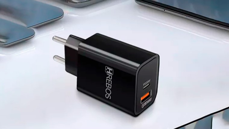 Carregador Turbo Hrebos Usb-C + Usb - 20w