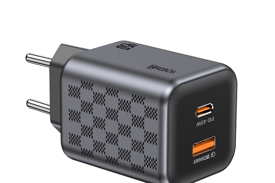 Carregador Turbo Hrebos Usb-C + Usb - 40w