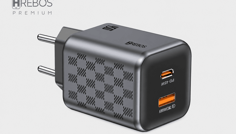 Carregador Turbo Hrebos Usb-C + Usb - 40w