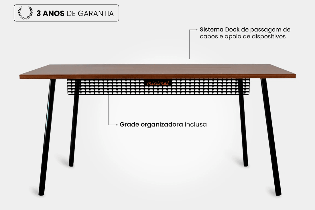 Mesa Office Escrivaninha Nobilis Minimal 160x70 Freijó\pre