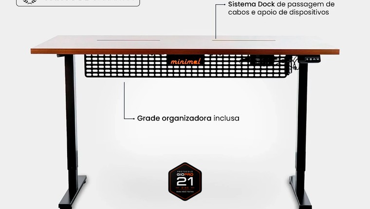 Mesa Regulagem de Altura Giodesk Minimal 140x70 Freijó