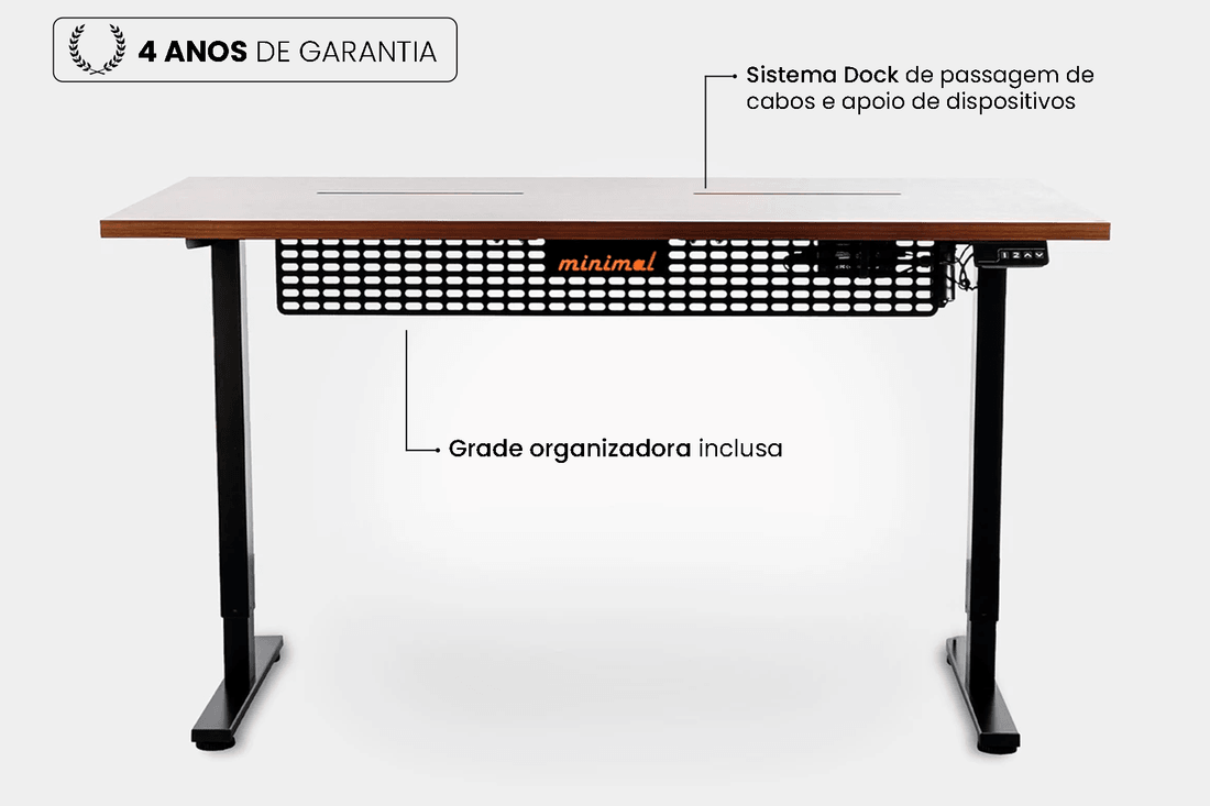 Mesa Regulagem de Altura Giodesk Minimal 160x70 Freijó