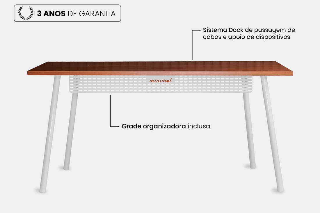Mesa Office Escrivaninha Nobilis Minimal 140x70 Freijó\bra