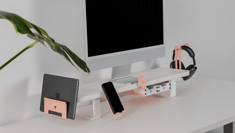 Estante Modular Suporte de Monitor Stand Minimal Pro 80x22 Branco