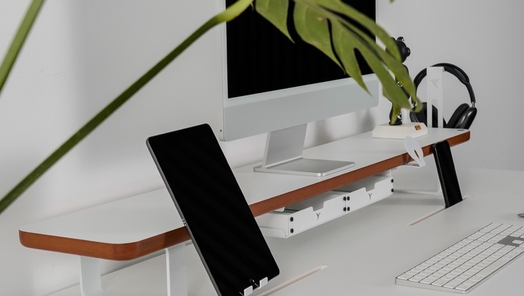 Estante Modular Suporte de Monitor Stand Minimal Pro 80x22 Branco\madeira