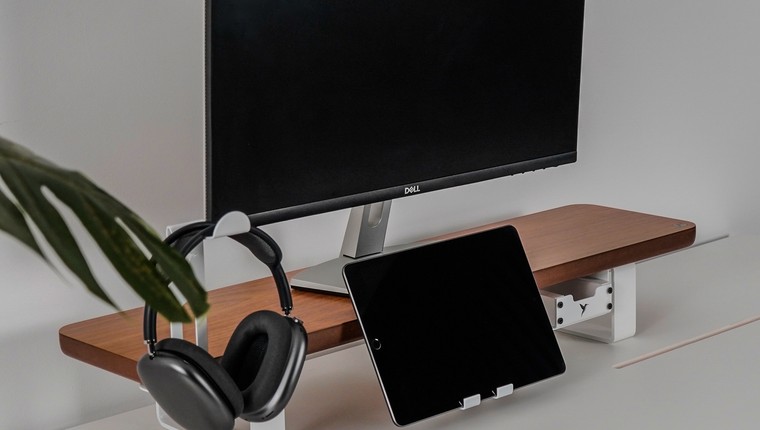 Estante Modular Suporte de Monitor Stand Minimal Pro 80x22 Freijó\bra