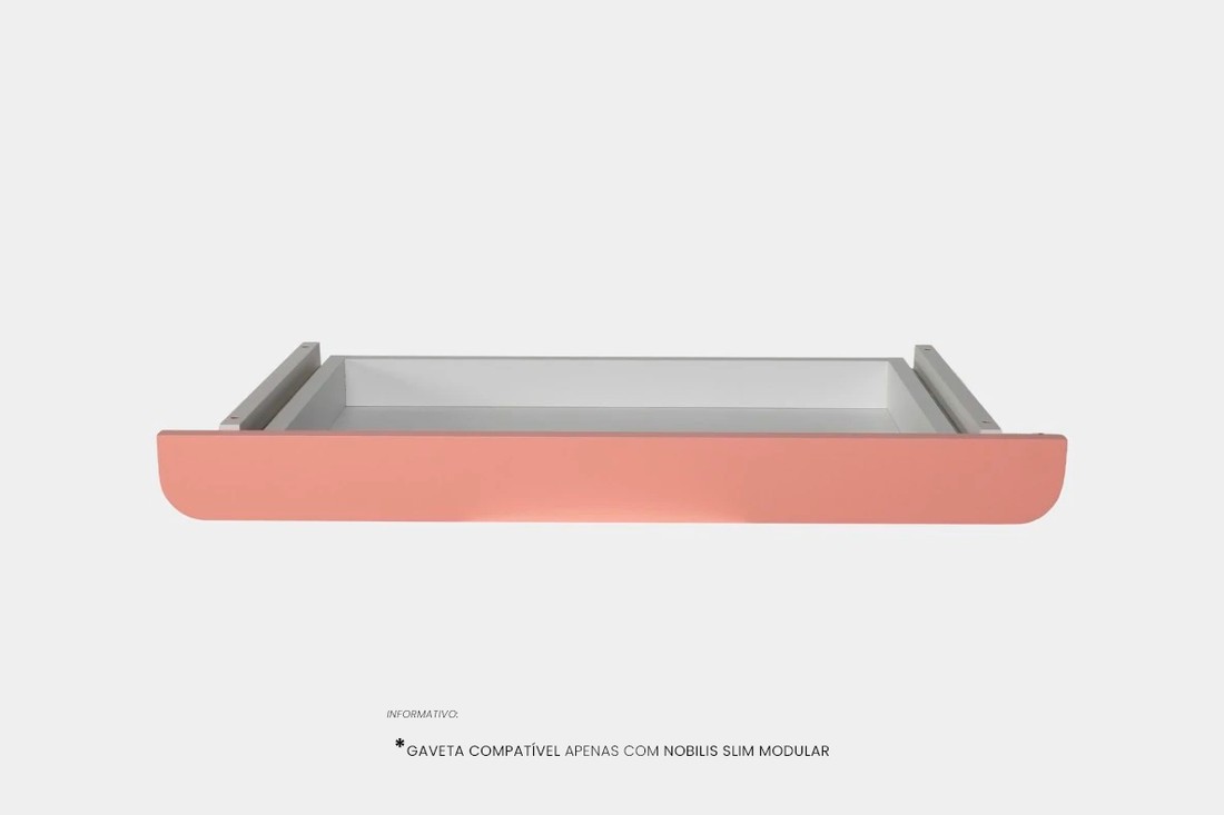 Gaveta Slim Modular Branco/Rosa