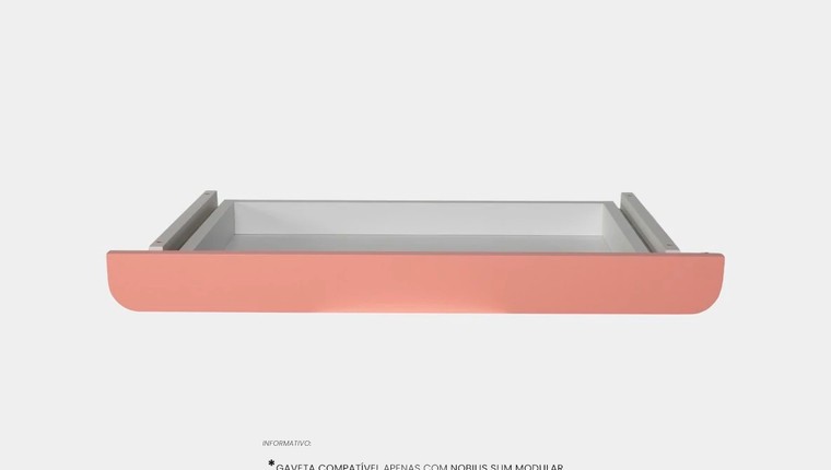 Gaveta Slim Modular Branco/Rosa