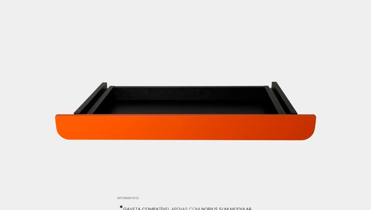 Gaveta Slim Modular Preto/Laranja