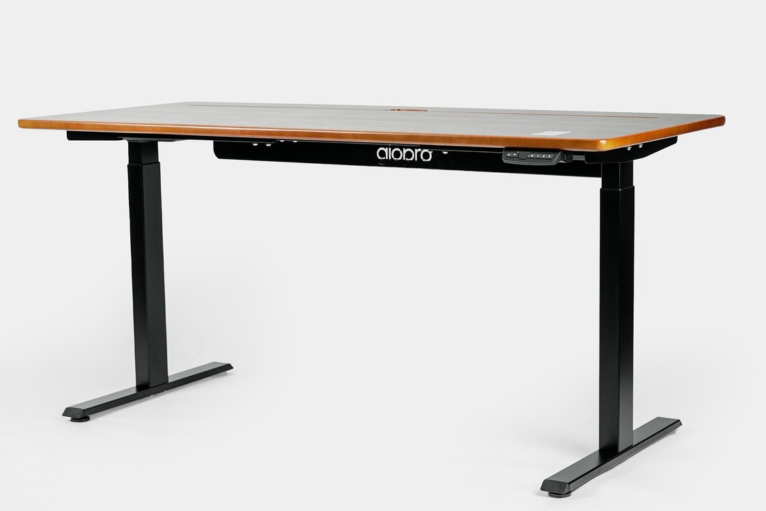 Mesa Regulagem de Altura Giodesk Pro 140x70 Preto/Madeira
