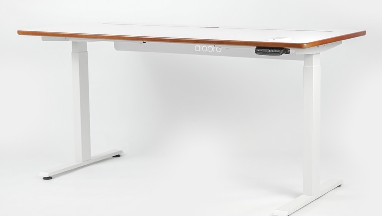 Mesa Regulagem de Altura Giodesk Pro 140x70 Branco/Madeira