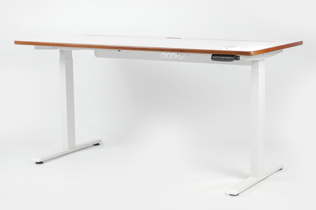Mesa Regulagem de Altura Giodesk Pro 160x70 Branco/Madeira