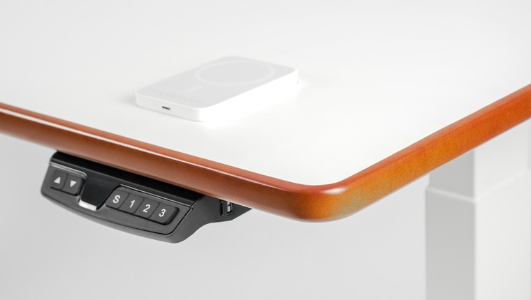 Mesa Regulagem de Altura Giodesk Pro 180x80 Branco/Madeira