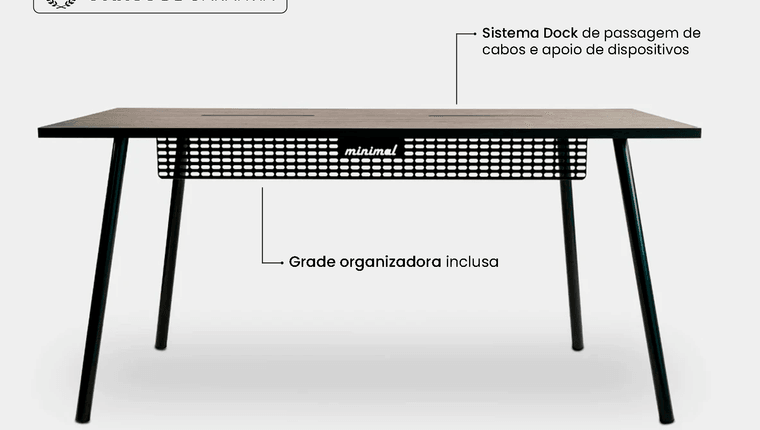 Mesa Office Escrivaninha Nobilis Minimal 180x70 Preto