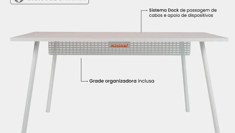 Mesa Office Escrivaninha Nobilis Minimal 180x70 Branco
