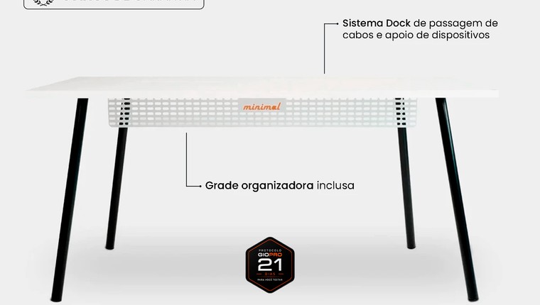 Mesa Office Escrivaninha Nobilis Minimal 180x70 Branco\pre