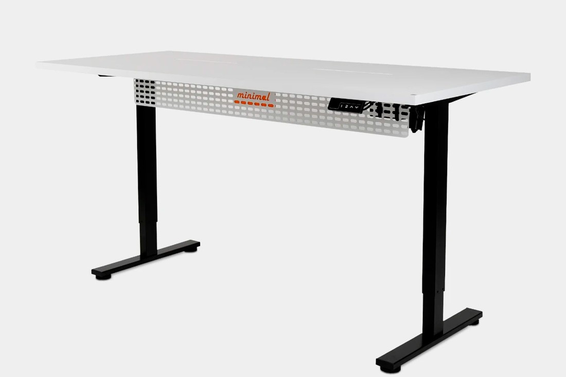 Mesa Regulagem de Altura Giodesk Minimal 180x70 Branco/Preto