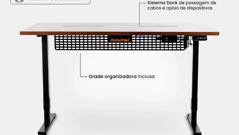 Mesa Regulagem de Altura Giodesk Minimal 180x70 Freijó