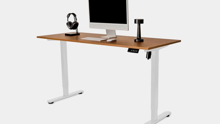 Mesa Modular Regulagem de Altura Elétrica Giodesk Slim Freijó/Bra M1