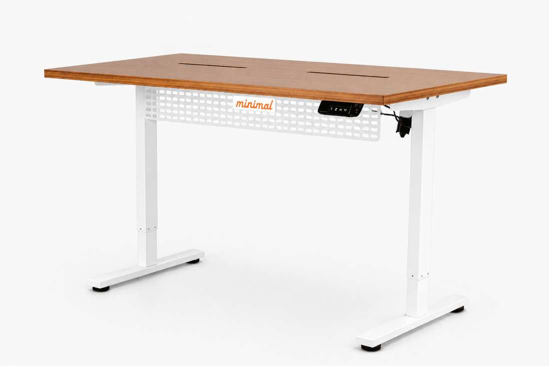 Mesa Regulagem de Altura Giodesk Minimal 140x70 Freijó/Branco